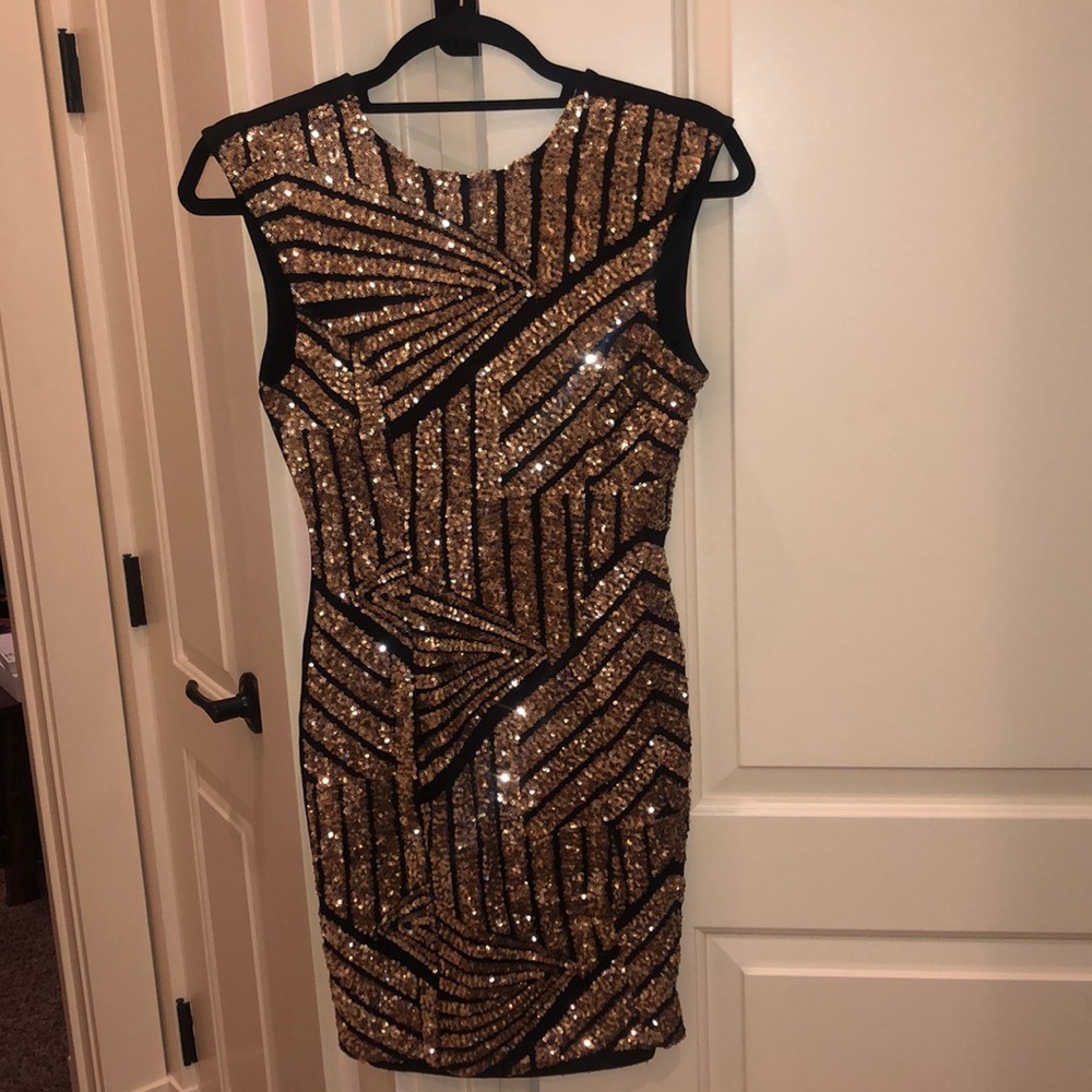 gold sequin dress